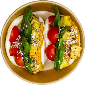 Hummus & Halloumi Bao Bun Pokeful Hummus-Halloumi Bao Bun